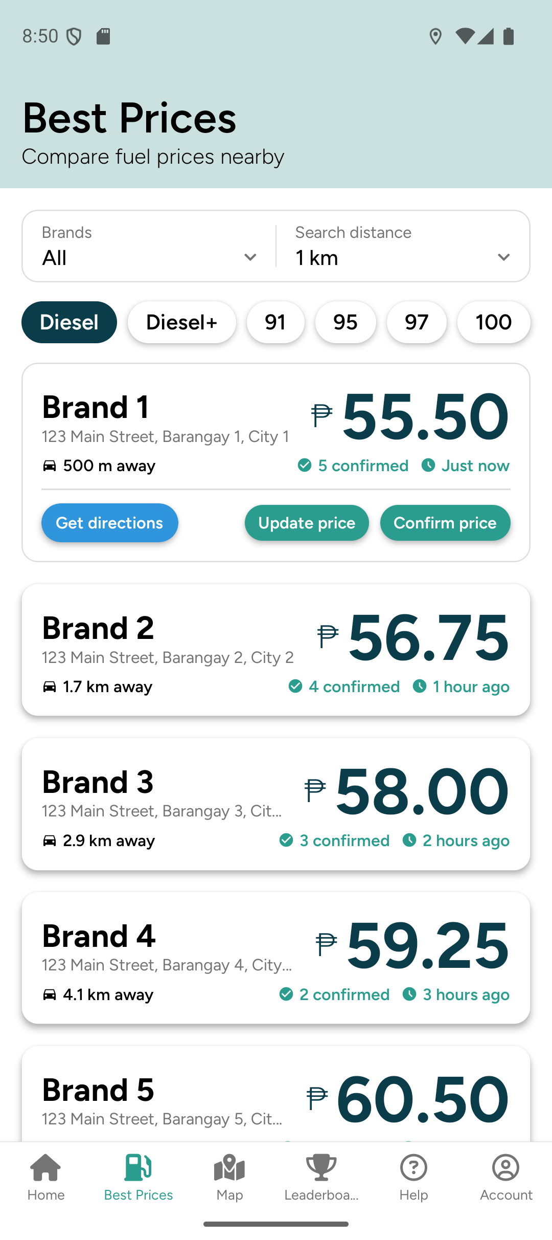 Gas PH app showing best fuel prices near you