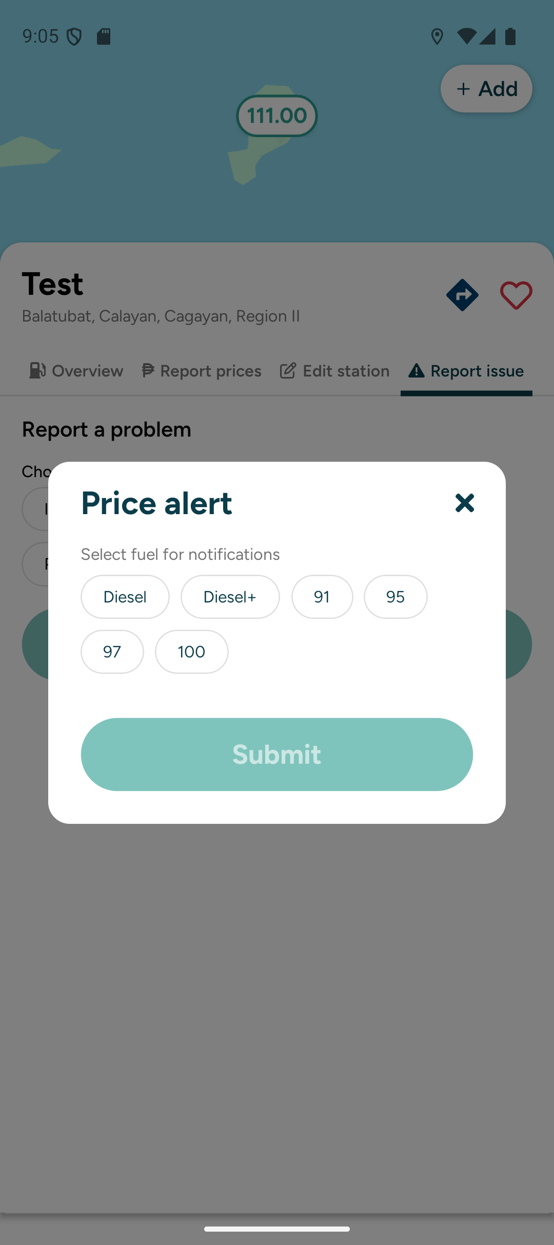 Price alert notification settings